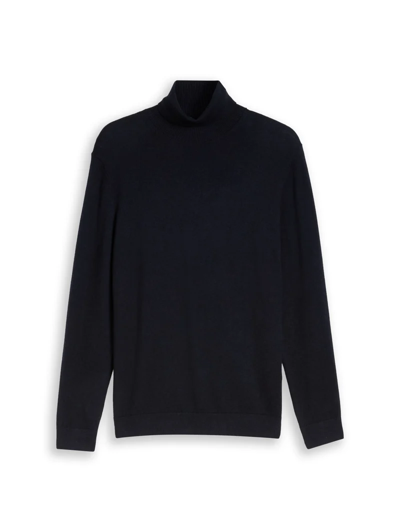 cotton cashmere turtle neck kn, Knitted Navy Melange