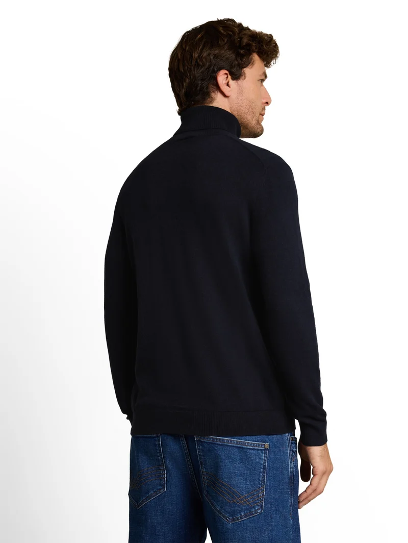 cotton cashmere turtle neck kn, Knitted Navy Melange