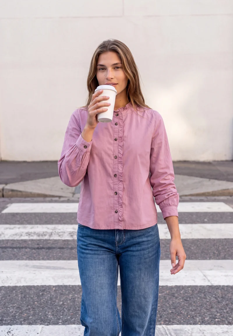 Studio_Buttoned corduroy Blous, pearly rose