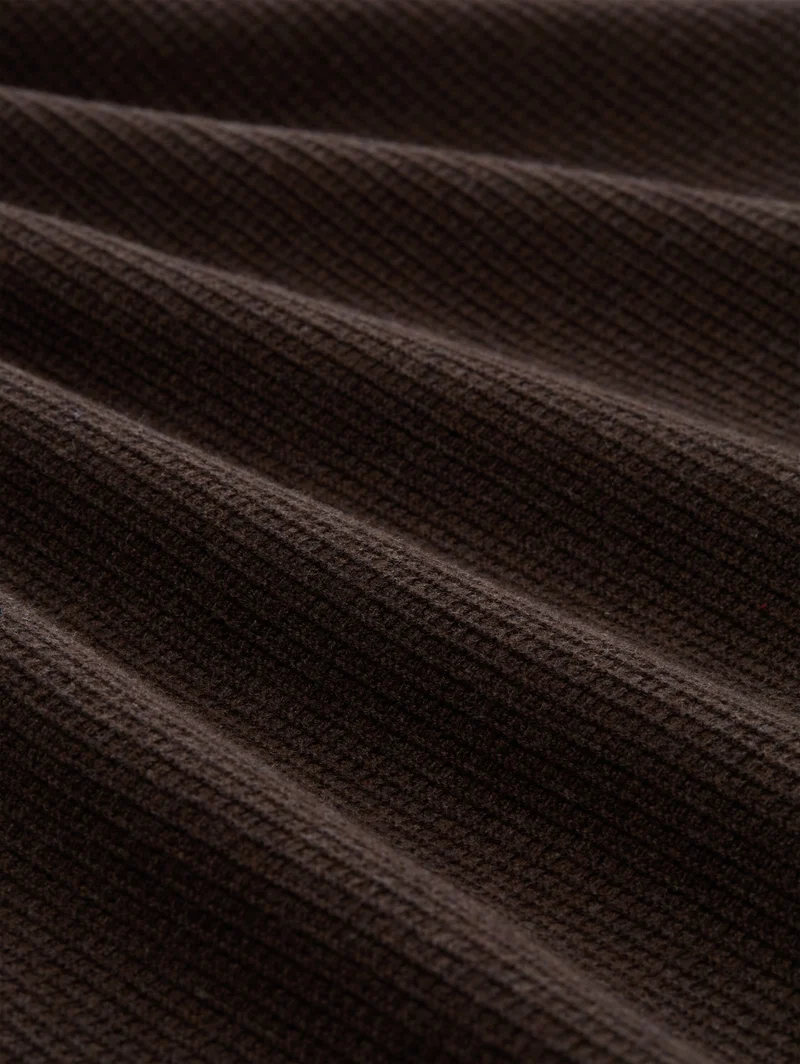 structured knit polo, dark chocolate brown melange