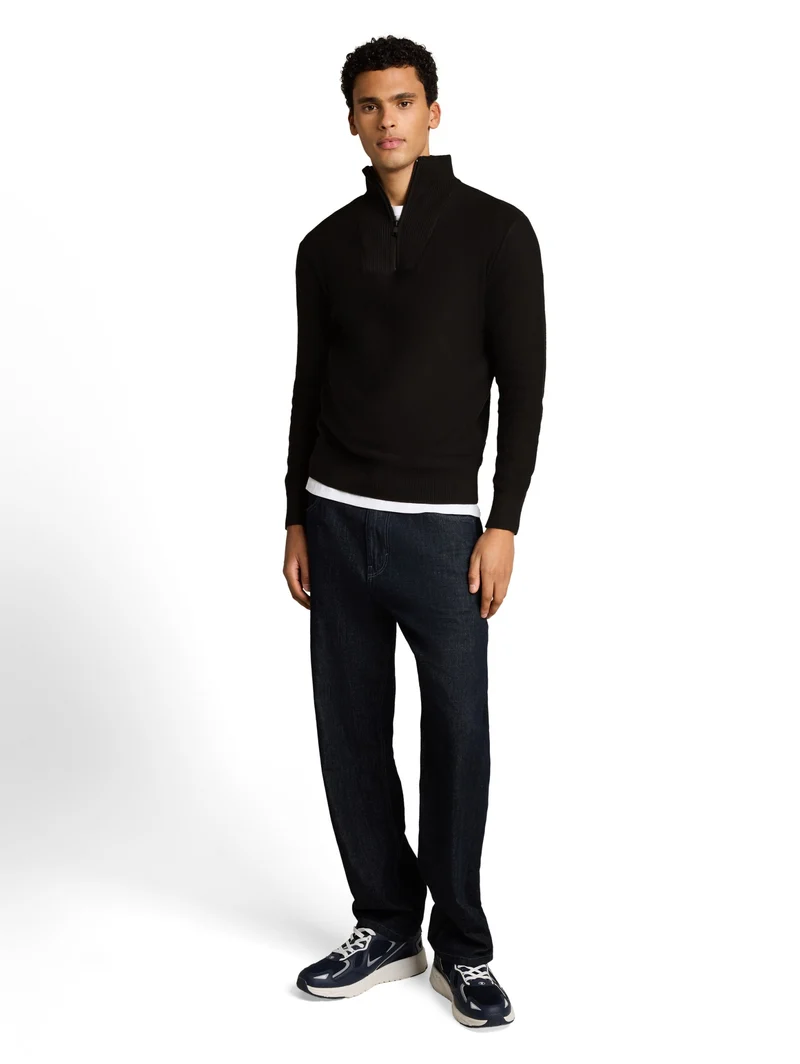 basic knit troyer, Black