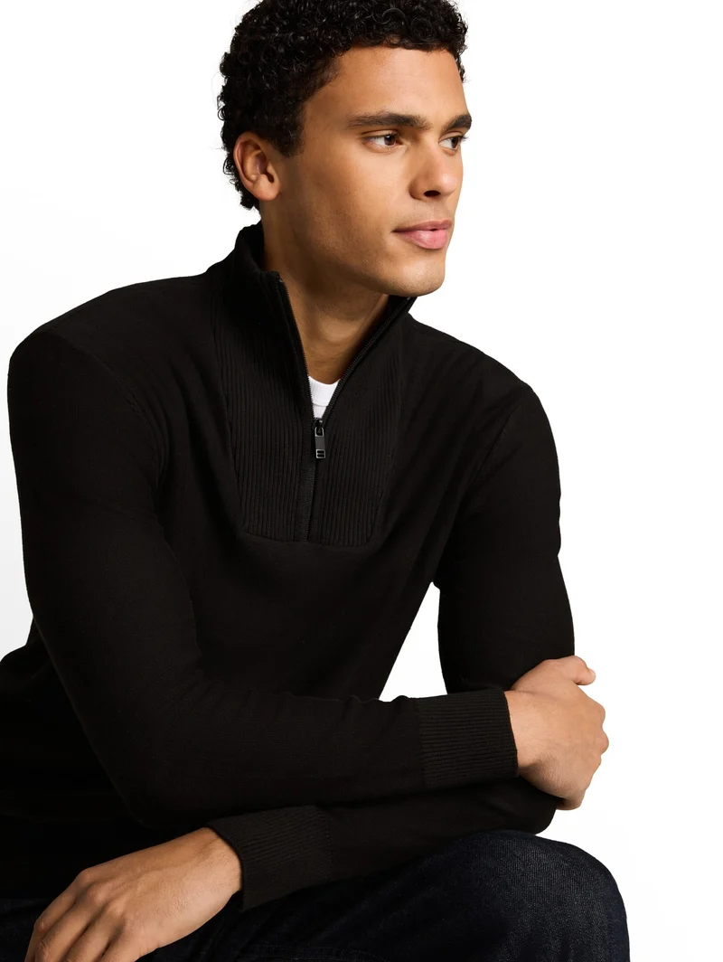 basic knit troyer, Black