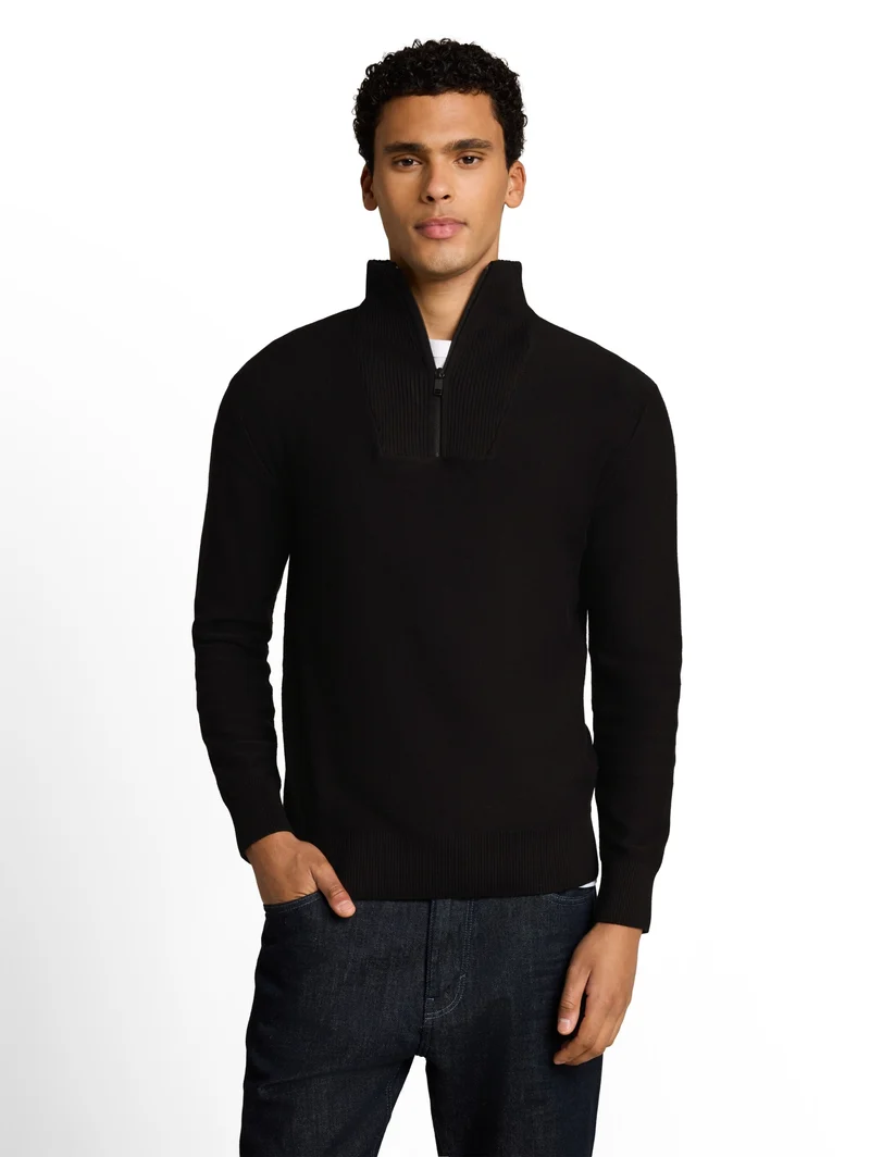 basic knit troyer, Black