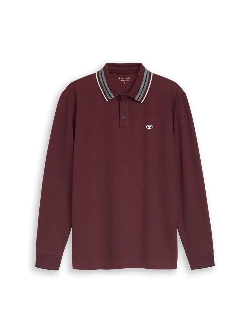 detailed polo shirt, pear red navy two tone