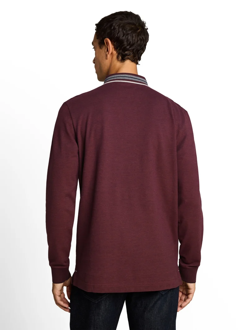 detailed polo shirt, pear red navy two tone