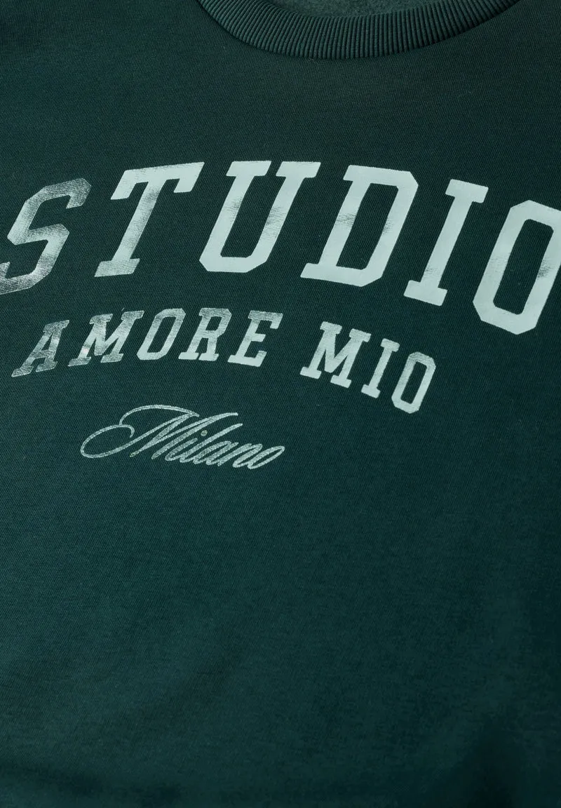 Studio Loose Fit Crewneck w. A, mossed green