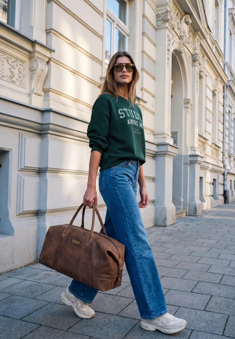 Studio Loose Fit Crewneck w. A, mossed green