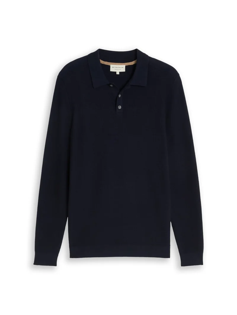 structured knit polo, sky captain blue