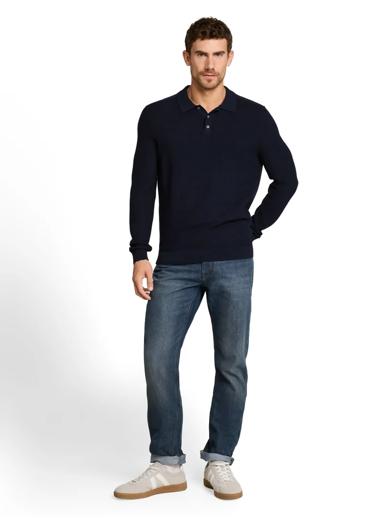 structured knit polo, sky captain blue