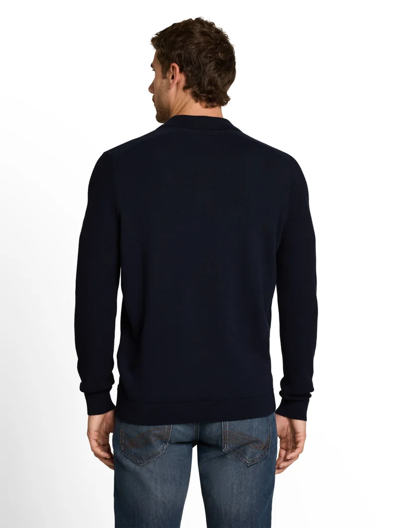 structured knit polo, sky captain blue