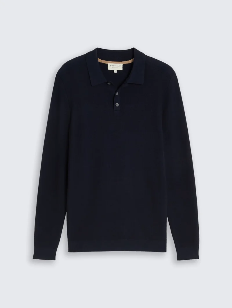structured knit polo, sky captain blue