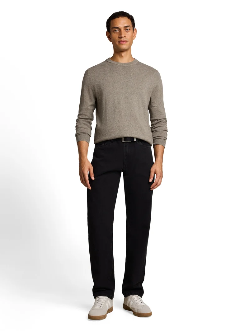 cotton cashmere crew neck knit, Driftwood Taupe Melangé