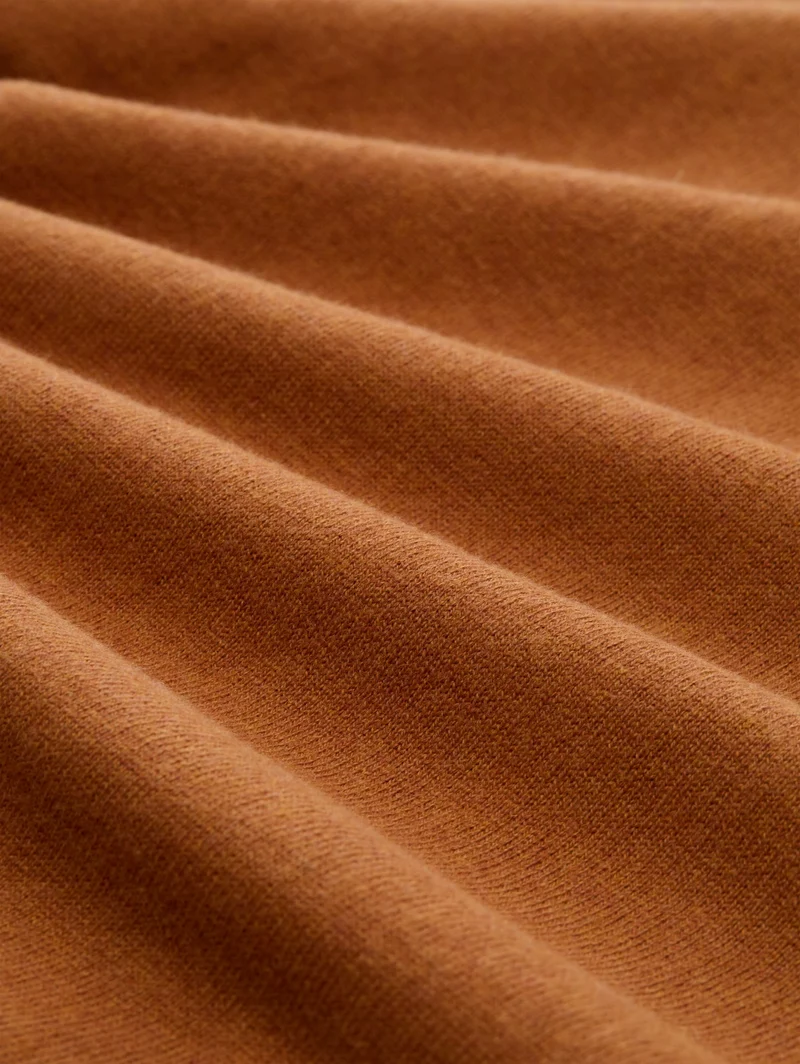 cotton cashmere troyer knit, camel brown melange