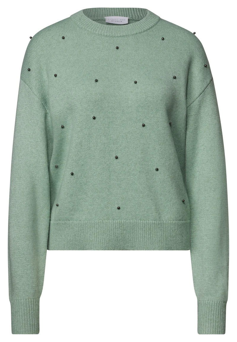 Sweater with beading, grayed mint mel.