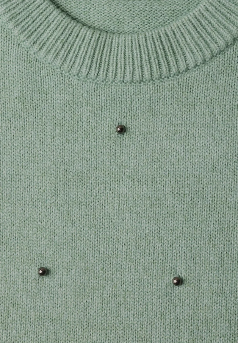 Sweater with beading, grayed mint mel.