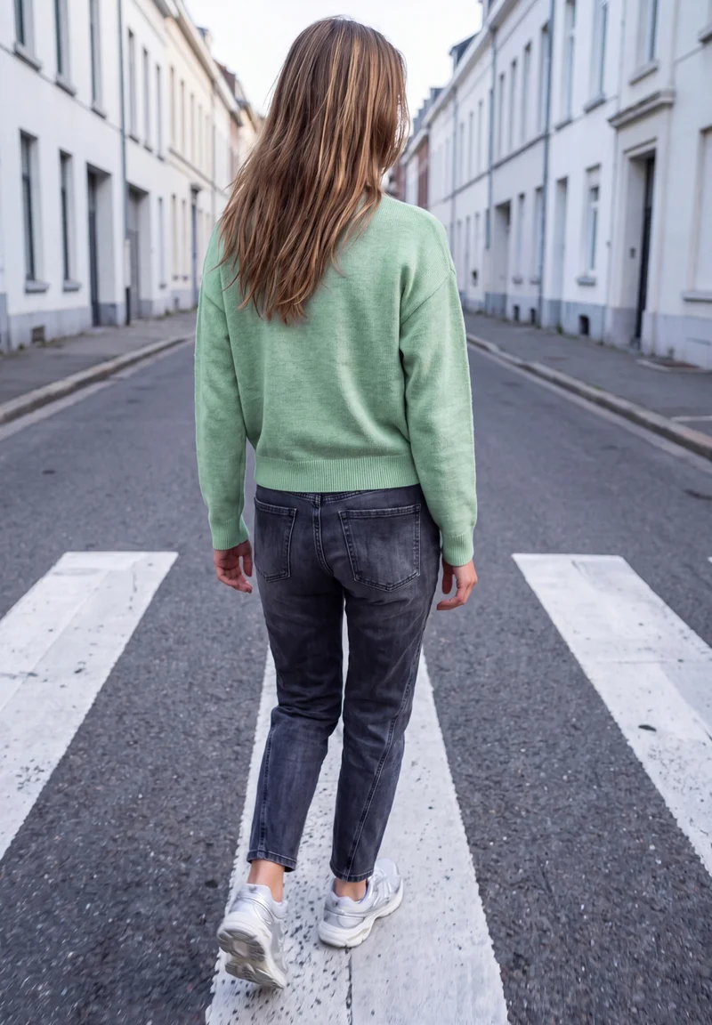Sweater with beading, grayed mint mel.