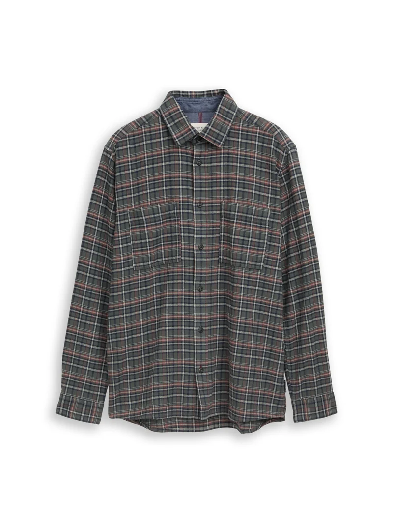 comfort checked shirt, green based blue mint check