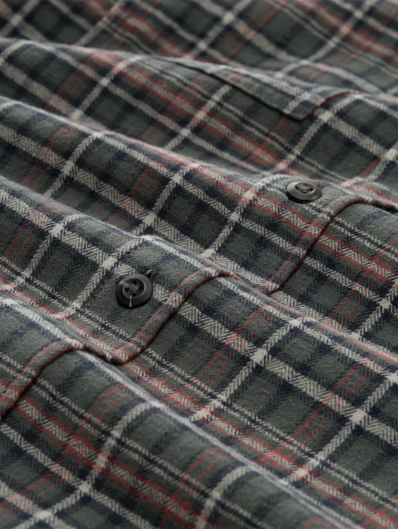 comfort checked shirt, green based blue mint check