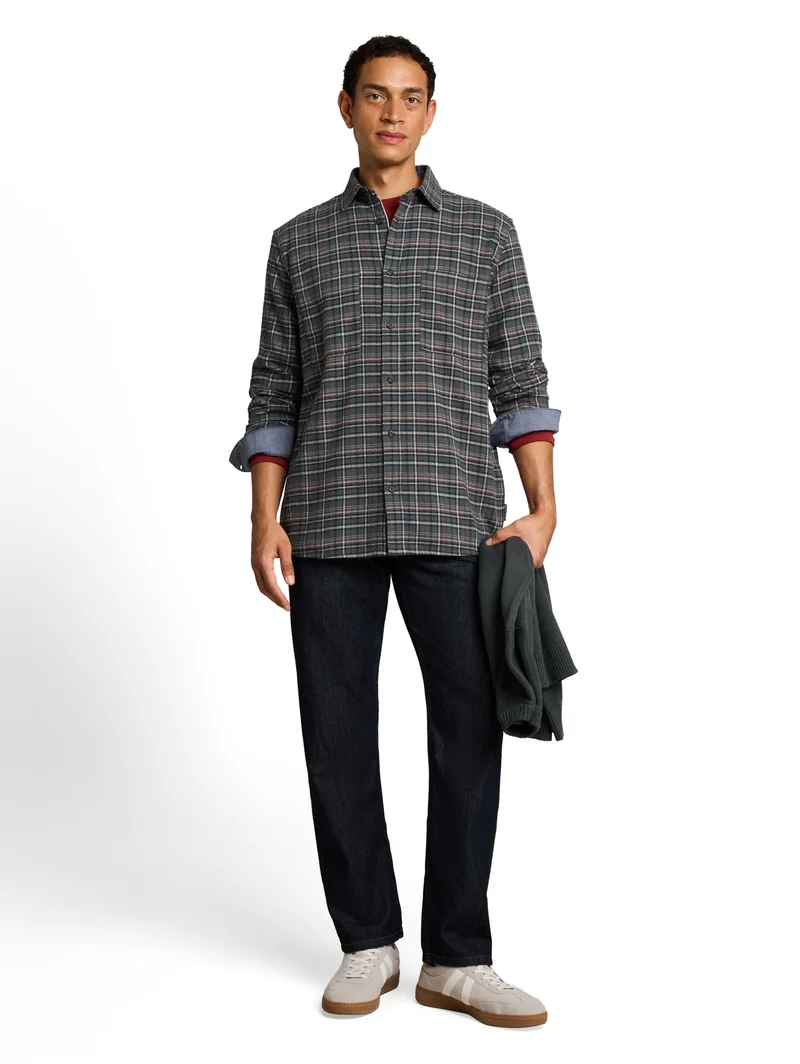 comfort checked shirt, green based blue mint check
