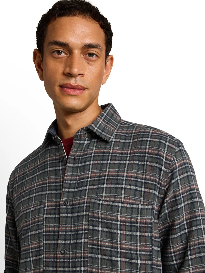 comfort checked shirt, green based blue mint check