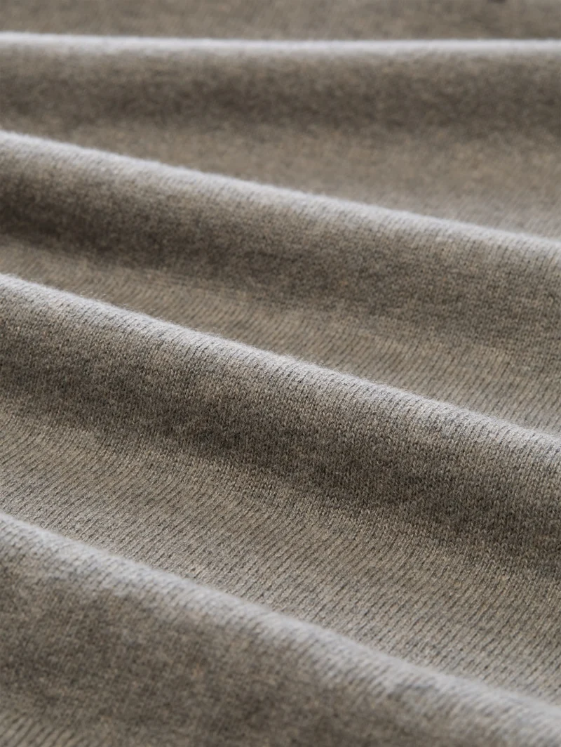 cotton cashmere troyer knit, Driftwood Taupe Melangé
