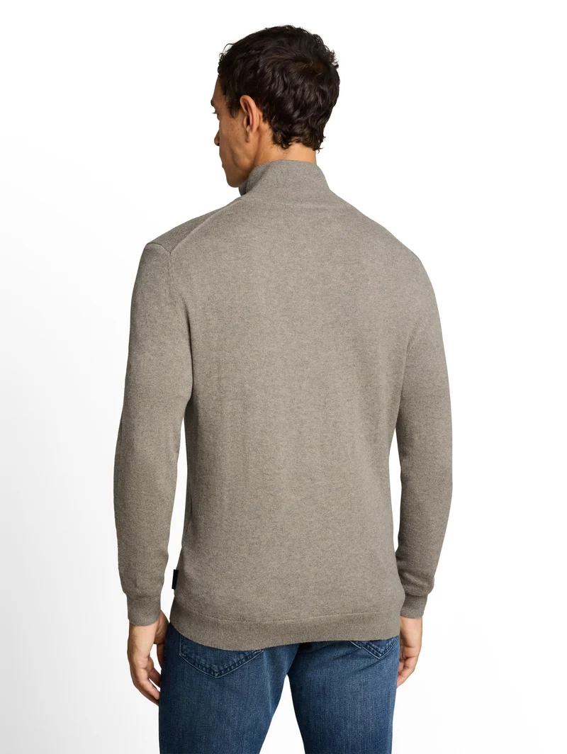 cotton cashmere troyer knit, Driftwood Taupe Melangé