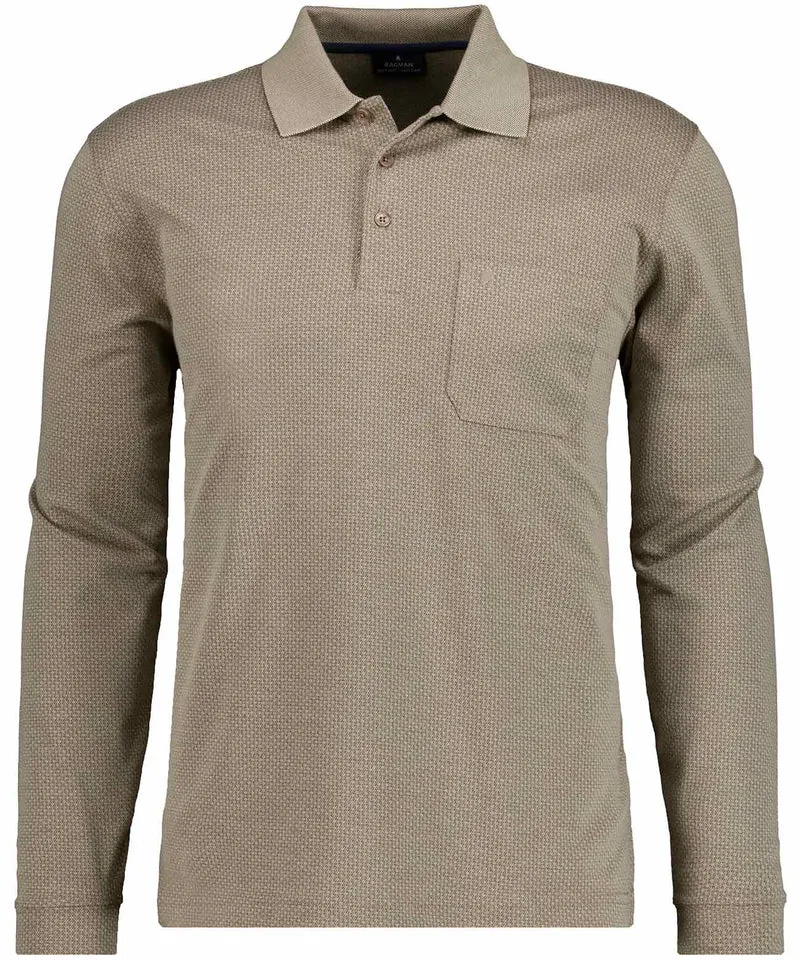 Polo button, LS, jacquard OV, BRAUN