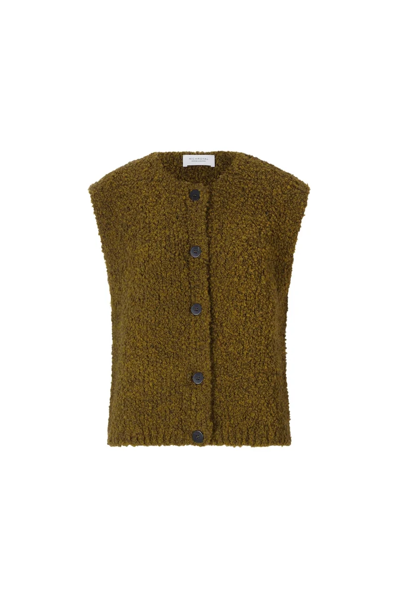 Crew NK Boucle Vest, golden moss