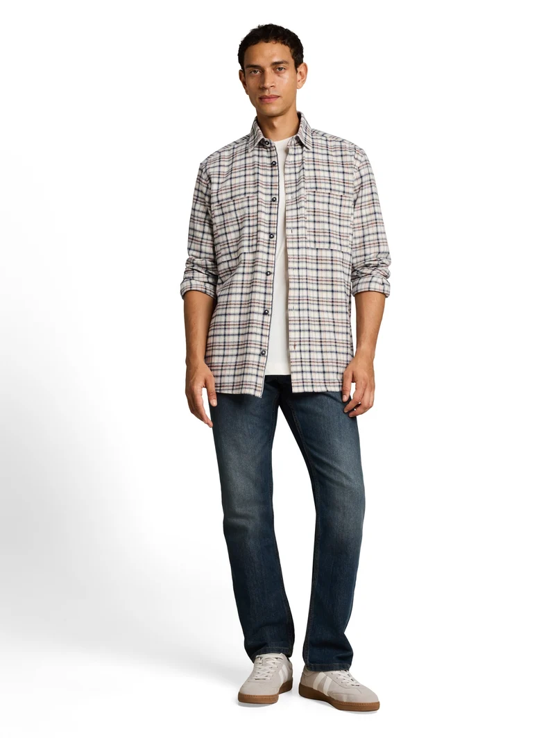 comfort checked shirt, white based mint check