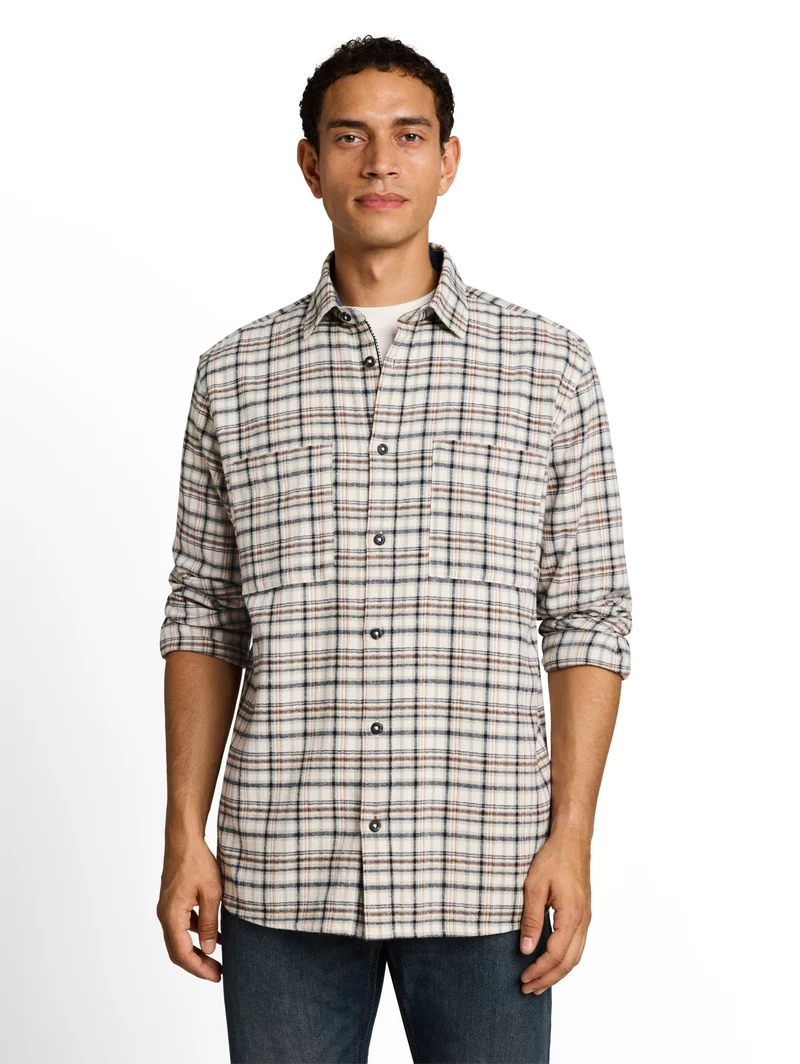 comfort checked shirt, white based mint check