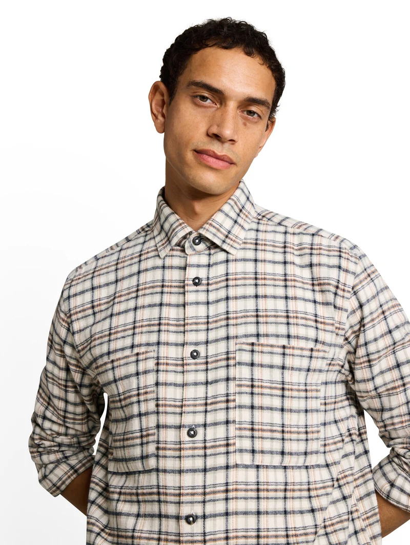 comfort checked shirt, white based mint check