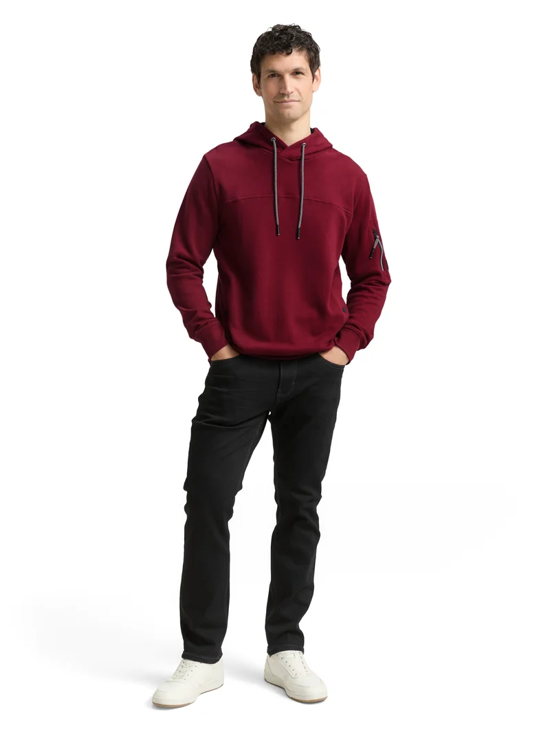 detailed hoodie, Cabarnet Bordeaux Red