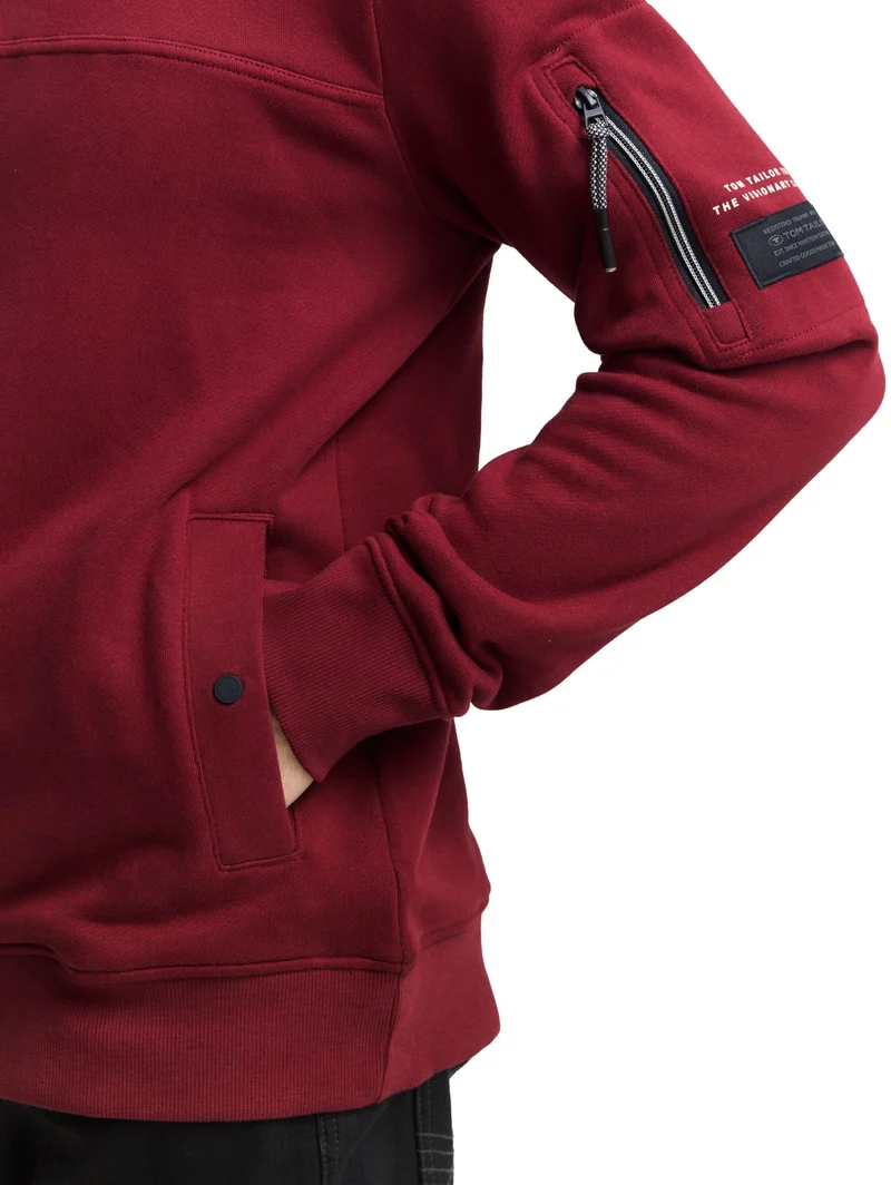 detailed hoodie, Cabarnet Bordeaux Red