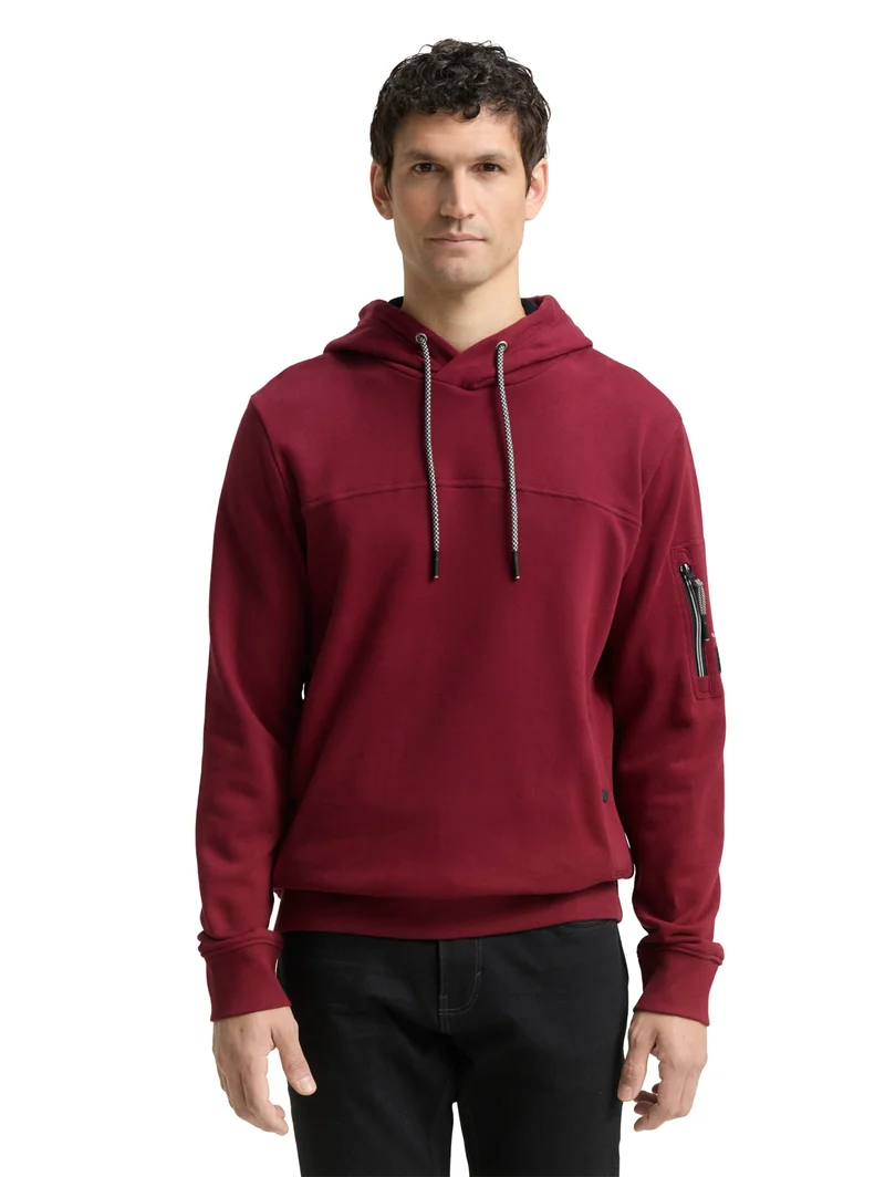 detailed hoodie, Cabarnet Bordeaux Red