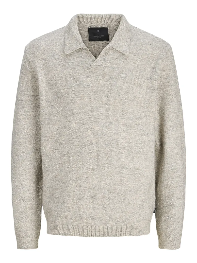JPRBLATANNER KNIT SPLIT NECK, Medium Grey Melange