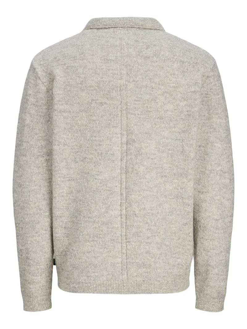 JPRBLATANNER KNIT SPLIT NECK, Medium Grey Melange