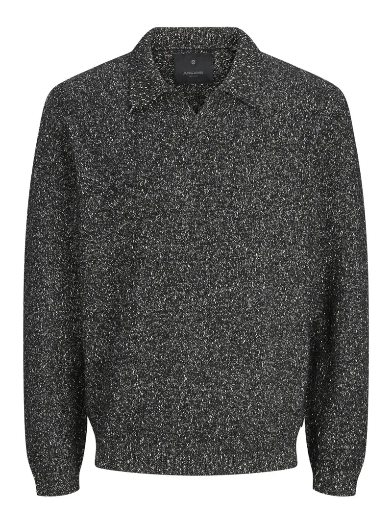 JPRBLATANNER KNIT SPLIT NECK, Black
