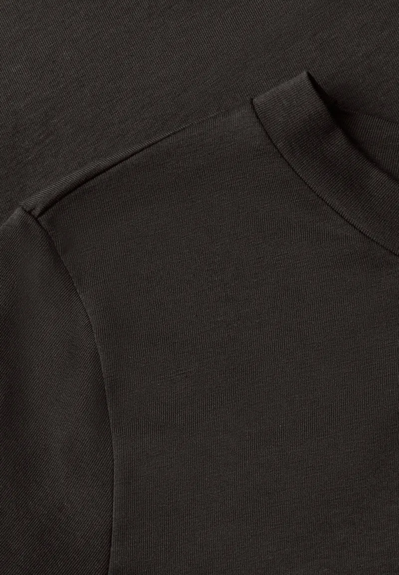 shirt w.printed mesh cuffs, black coffee