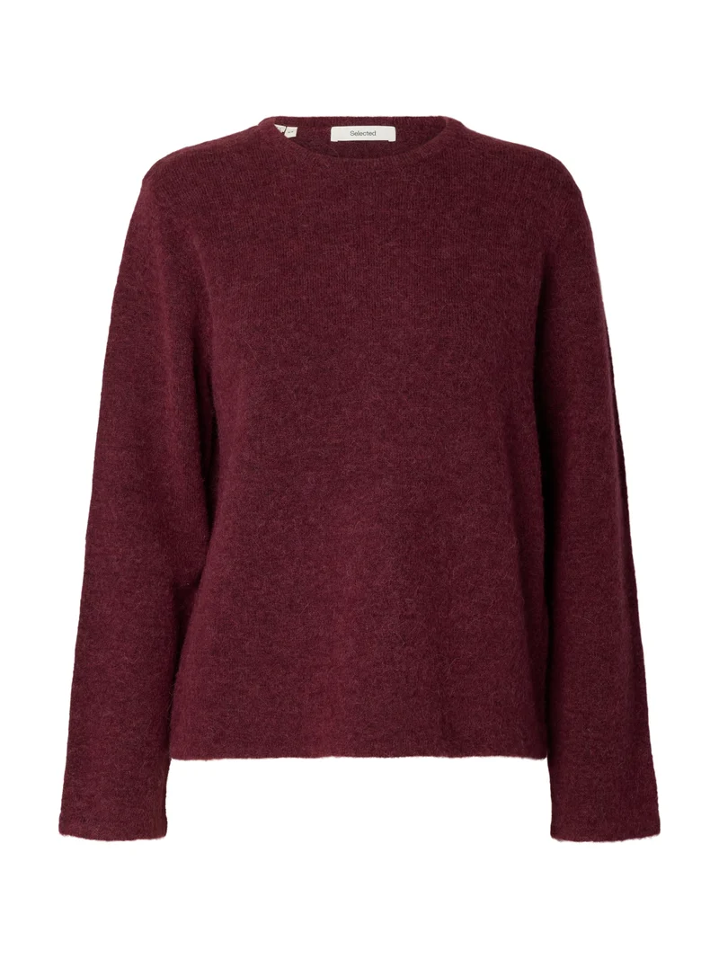 SLWLULU NEW LS KNIT O-NECK NOOS, Tawny Port/MELANGE