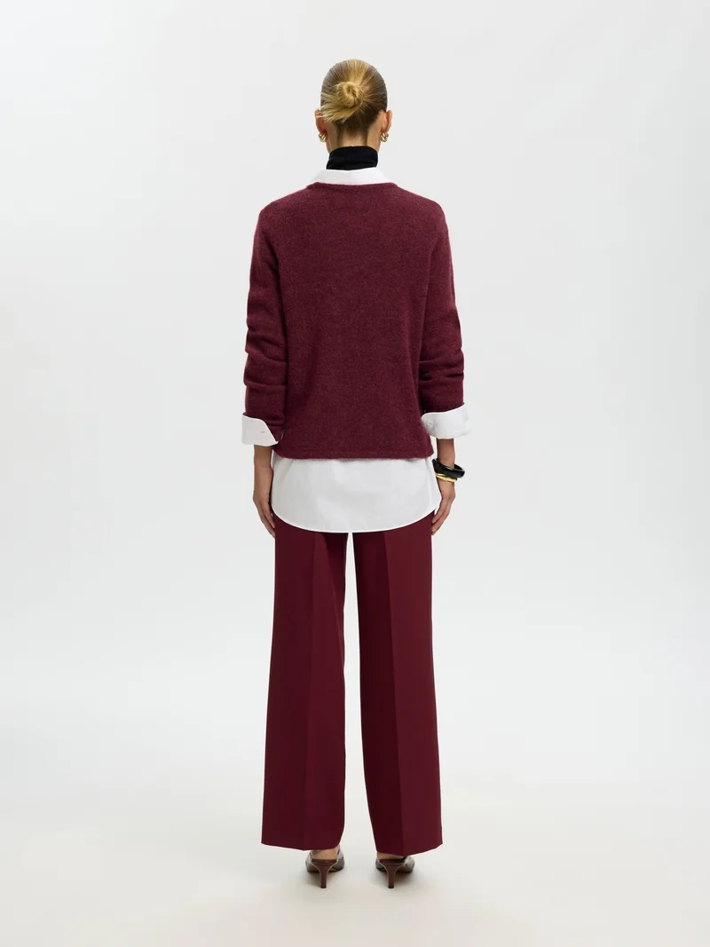 SLWLULU NEW LS KNIT O-NECK NOOS, Tawny Port/MELANGE