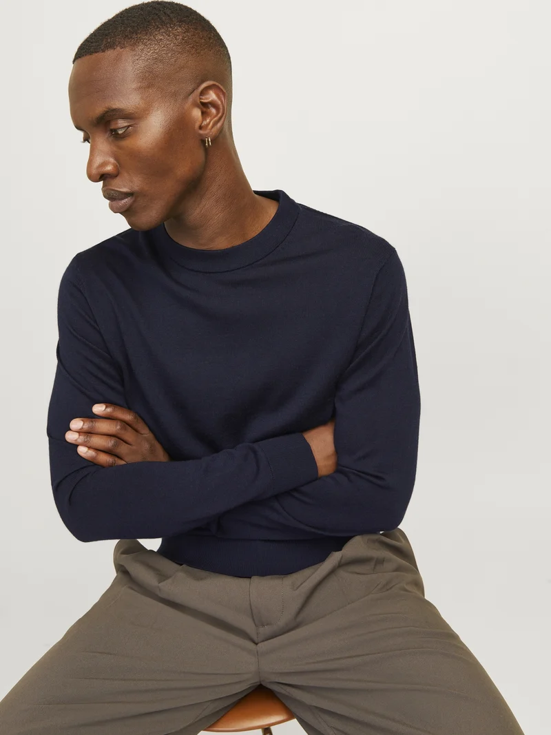 JJMILANO STITCH KNIT CREW NECK SN, Night Sky