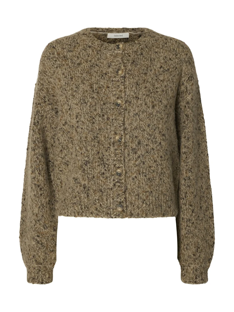 SLWKAT LS KNIT SHORT CARDIGAN, Travertine/Delicioso and Toffee