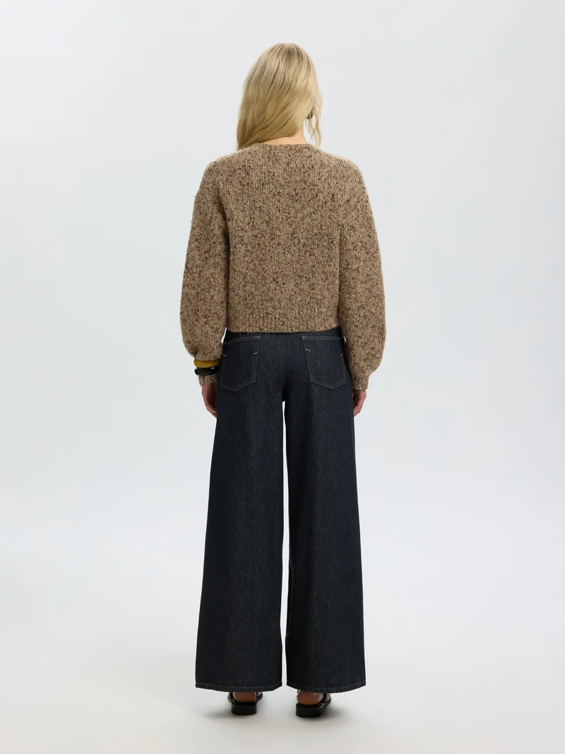 SLWKAT LS KNIT SHORT CARDIGAN, Travertine/Delicioso and Toffee