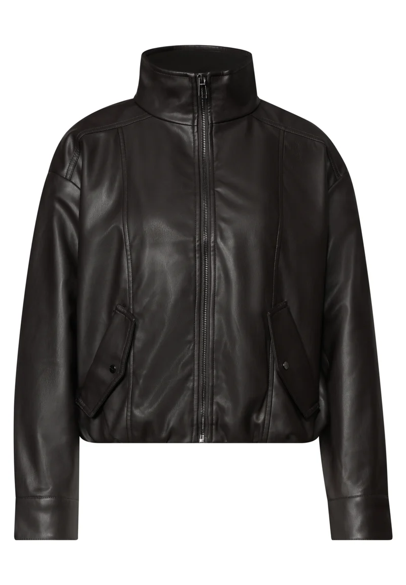 PU Jkt w. Stand Up Collar, black coffee