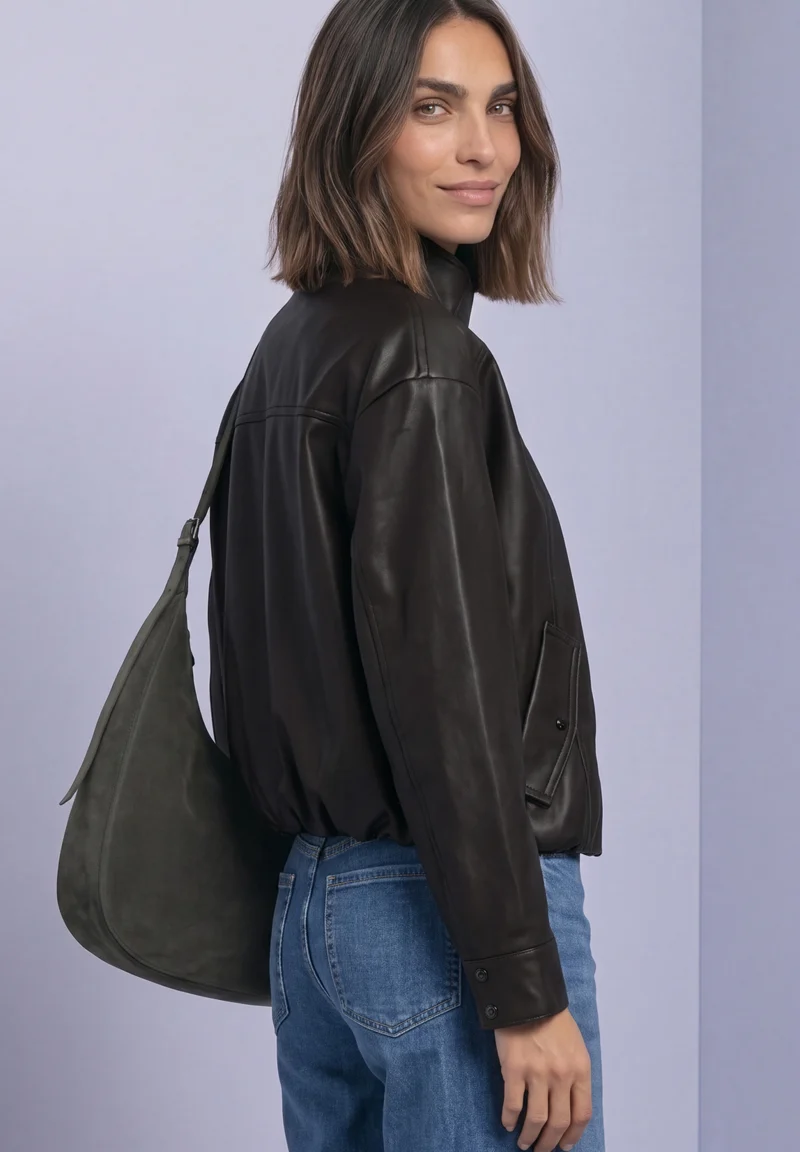 PU Jkt w. Stand Up Collar, black coffee