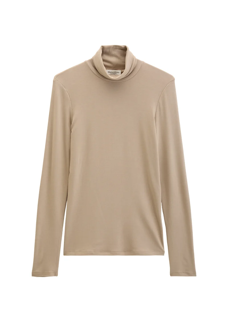 T-Shirt, LS, High Neck, Earthy Taupe