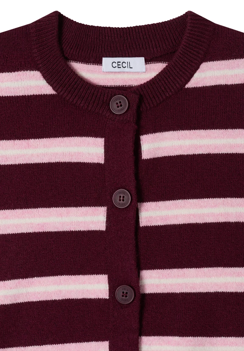 Striped cosy round neck, red wine