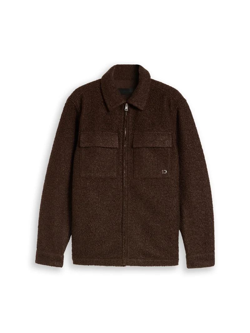 bouclé overshirt, cool dark brown melange