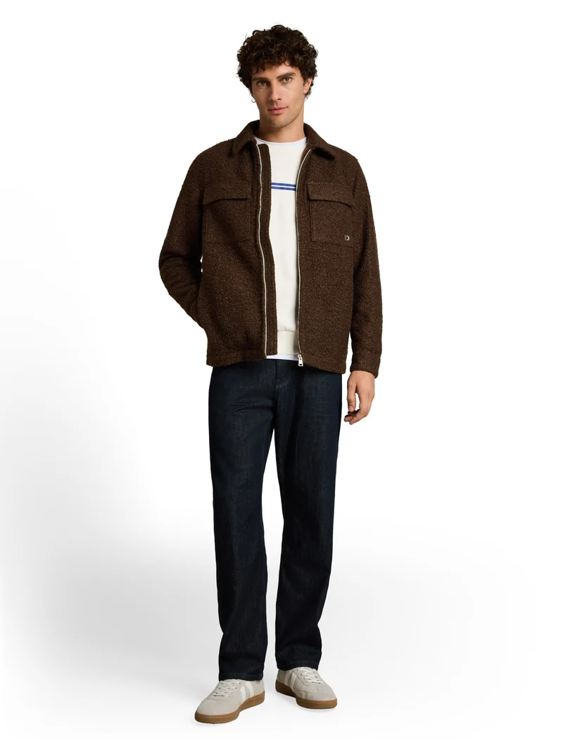 bouclé overshirt, cool dark brown melange
