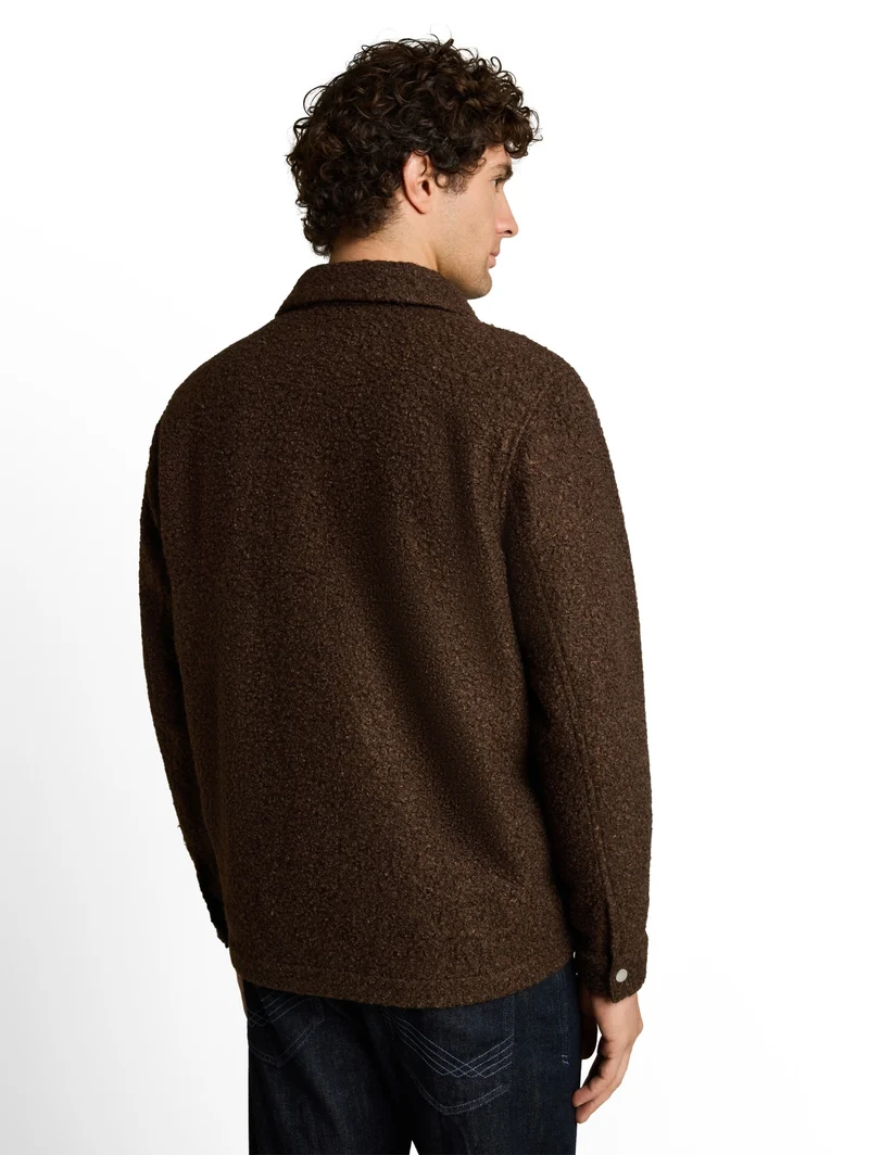 bouclé overshirt, cool dark brown melange